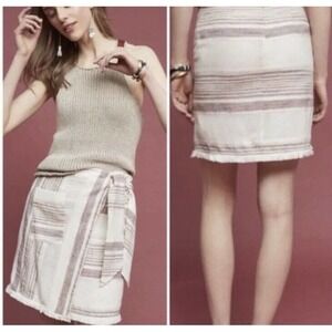 HOLDING HORSES Cream Striped Mini Skirt